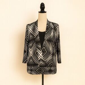 Notations SZ S Black & White Abstract Wrap Blouse